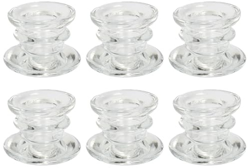 6 Piezas Portavelas Cristal Engrosado, Candelabros para Velas con Base Estable, Porta Velas Decorativo, Candelabro para Bodas, Banquetes y Decoración Diaria