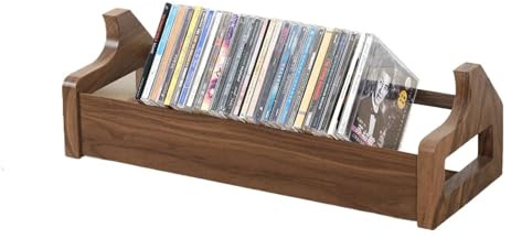 Scaffale portaoggetti per CD/DVD in legno massello - Scaffale da scrivania per Blu-ray, CD, collezione DVD - Robusto supporto per archiviazione multimediale organizzata - Elegante decorazione per la
