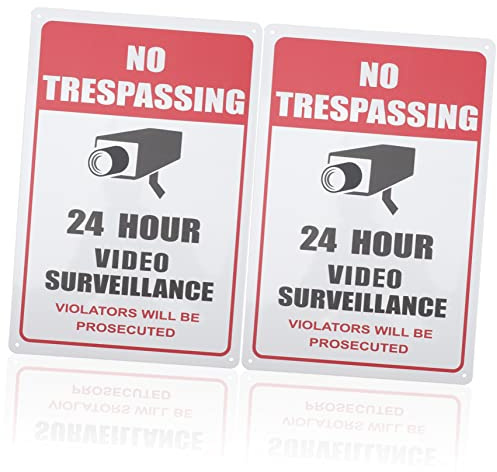 OUNONA 2pezzi Cartello Telecamera Esterna Per Sorveglianza Pubblica Metallico Pannello Di Segnalazione Per Casa e Negozio Promemoria Da Parete