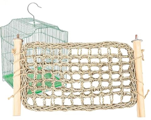 Escalera para Jaula de Aves - Soporte de Escalada y Masticación para Periquitos,Soportes Ejercicio con Escalera y Puente Hierba Marina destinados a Aves | Para Adiestramiento de Canarios, Cacatúas, Co