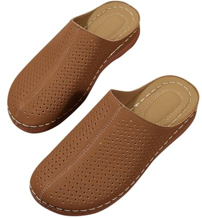 Ortopediska träskor damer, trädgårdsskor damer sommar främre stängda sandaletter PU-läder tofflor sommar tofflor arch support sommarsandaler slip-on fritidsskor halkfria tofflor