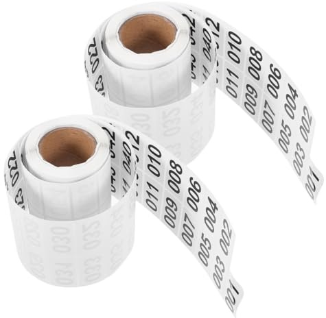 GLEAVI Etiquetas Adhesivas Numeradas Consecutivas 40x20 Mm, 1000 Unidades en 2 Rollos, Etiquetas de Inventario Autoadhesivas para Organización y Seguimiento en Almacenes, Papeles
