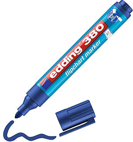 edding 380 flipchart marker - blue - 1 pen - round nib 1.5-3 mm - marker for writing, drawing and marking on flipchart paper - does not bleed through - does not dry out - colour intensive