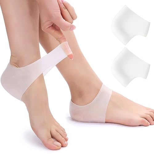 Pinkiou Gel Heel Protectors for Shoes Heel Cups for Heel Pain Relief Blister Bandages for Feet Dry Cracked Heel Spur Relief Plantar Fasciitis Inserts Anti-Cracking Heel Pad Cushion