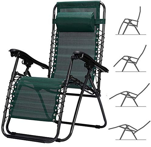 BAKAJI Sedia a Sdraio Relax Reclinabile Modello Fasciato con Struttura in Acciaio e Tessuto Textilene 165x69x112cm per Spiaggia Giardino Esterno (Fasciato Verde)