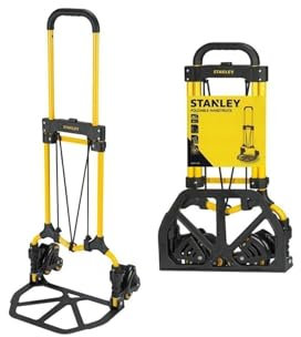 Stanley Klappbare Sackkarre SXWTD-FT584 - Handwagen mit 60KG Tragkraft - Transportwagen Klappbar - 45 x 39 x 104 CM - für Umzug, Hausarbeiten und Einkäufe - Stahl/Aluminium - Schwarz/Gelb
