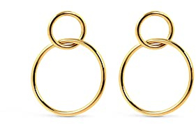 SINGULARU - Pendientes Sister. Latón con Acabado Baño de Oro de 18 Kt. Dos Aros Ligeros Sueltos con Cierre Tuerca a Presión. Joyas para Mujer