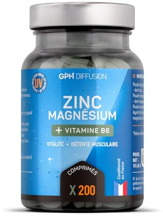 Magnésium marin + Zinc + B6-200 Comprimés - Vitalité - Détente Musculaire - GPH DIFFUSION