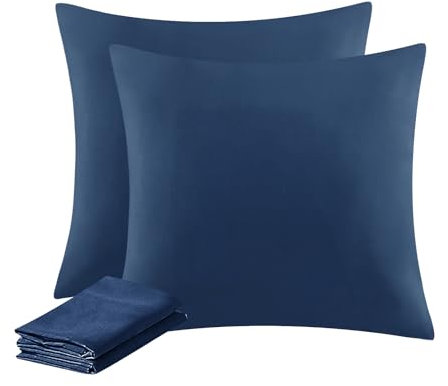 Aisbo Kissenbezug 80x80 2er Set - Kopfkissenbezug 80 x 80 Blau mit Reißverschluss aus Mikrofaser, ÖKO-TEX Pillow Cover 80x80cm, Weich und Bügelfrei