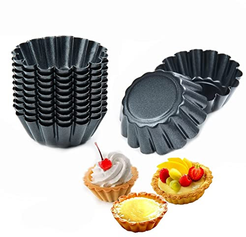 Comius Sharp Stampi di Crostate di Uova, 12 Pezzi Pirottini in Acciaio al Carbonio, Stampo per Crostata, Formine per Muffin, Stampi per Budini, Riutilizzabile e Antiaderente (6,5cm)