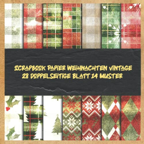 Scrapbook Papier Weihnachten vintage 28 doppelseitige Blatt 14 Muster