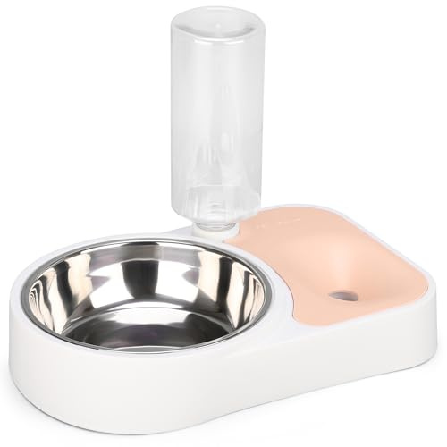 BELLE VOUS Distributeur Eau et Nourriture Automatique Rose - Capacité 500ml - Distributeur par Gravité en Plastique - Chats - Chiens de Toutes Tailles - Lapins - Et Autres Animaux