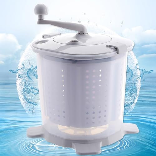 2-in-1-Handkurbel-Wäschewaschmaschine, manuelle Wäschewaschmaschine und Wäscheschleuder mit abnehmbarem Griff und Dörrkorb für Camping, Zuhause, Wohnmobil, Wohnungen, Schlafsäle