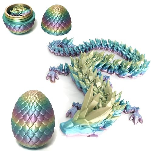 Claofoc 3D Gedrucktes Drachenei Drache in Ei Geheimnisvolle Realistische Drachen Figuren 3D Drache im Ei Easter Dracheneier Wohnkultur Geschenke Spielzeug (Rainbow Colors)