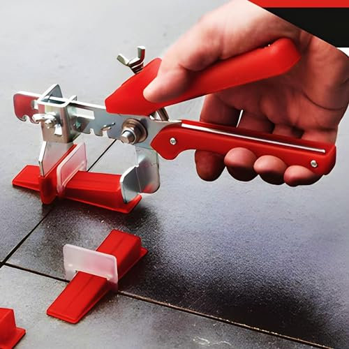 Bricoloco Kit Nivelación de suelo - Niveladores de azulejos con tenaza, 100 calzos y 100 cuñas niveladoras - Sistema nivelador para suelos porcelánicos, baldosas (Calzos de 0.5 mm)