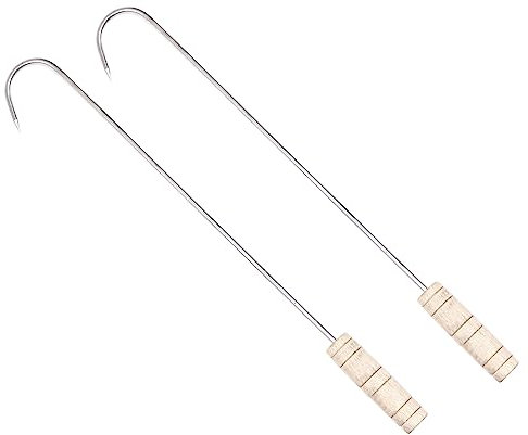 Ciieeo 2 Pièces Crochets à Viande Acier Inoxydable Lot de Crochets pour Rôtir Jambon et Autres Viandes Confortables et Résistants Chaleur