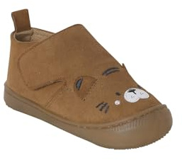 VERTBAUDET Chaussons à scratchs bébé en cuir souple marron 25