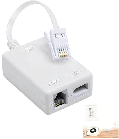 ADSL Filter Microfilter, BT Plug to ADSL RJ11 Broadband Internet Microfilter Splitter for Broadband Modem Router and Telephone Line, Noise Reduction Broadband Filter Compatible with BT Sky TalkTalk