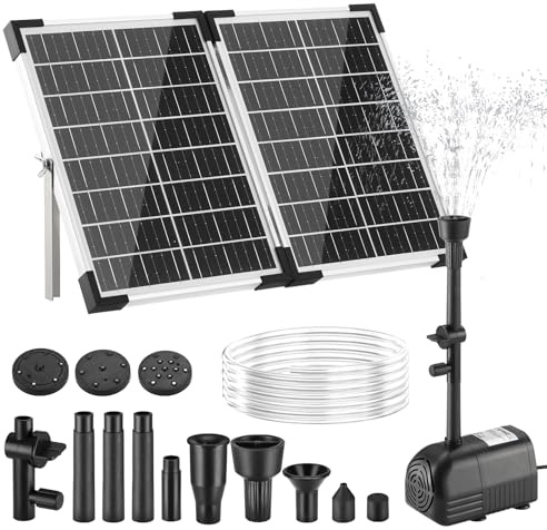 Clevich 25W Fuente Solar para Exteriores,260 L/h,Máx 200cm,4+4 Boquillas