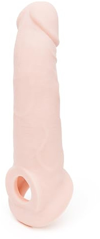 Lovehoney Real Feel Realistic Penis Sleeve Extender for Couples, Pink | Penis Extender with Ball Loop Adult Toy, Male Sex Toy Adds 1.5 Extra Inches, Large Dildo for Couples