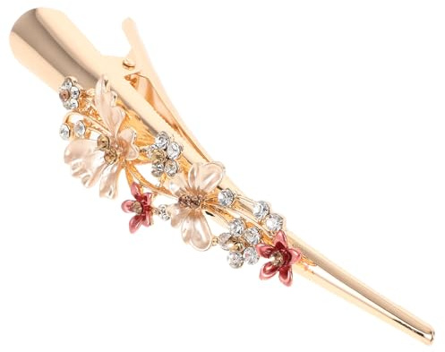 HAPINARY Large Metal Flower Hair Clip with Strong Grip and Duckbill Clip Structure for Women, Elegant Decorative Hair Accessory in Coffee Colour, for Daily Wear and Parties