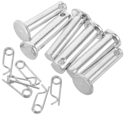 PRETYZOOM 3 Paia di Perni a Forcella M8x35mm e M10x35mm in Acciaio a Testa Piatta con Clip a R, Accessori per Martinetto Idraulico da 2-2,5 Tonnellate, Perni di Bloccaggio Meccanico per