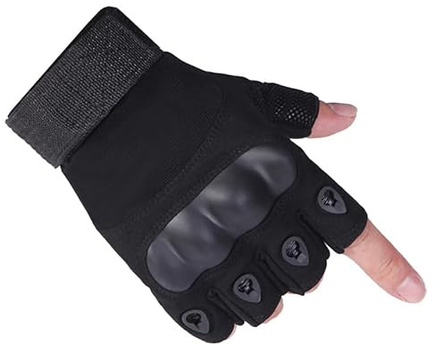 A.C.I.L. Half Finger Protective Riding Gloves with Knuckle Guard – Breathable Anti-Slip Gloves for Gym, Cycling, Motorcycle, Climbing, Hiking, Indoor & Outdoor Sports