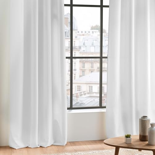 Douceur D'Intérieur - 1603527, Tenda Con Occhielli , 140 X 280 Cm , Essentiel , Poliestere Unito , Bianco