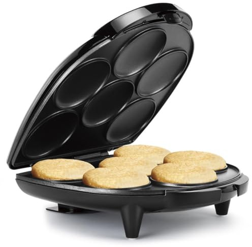 Holstein Housewares Non-Stick 6-Section Multi-Food Maker - Arepas, Mini Pancakes, Corncakes and More - Black,12 Inch