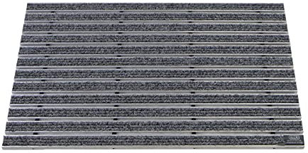 EMCO Eingangsmatte DIPLOMAT Rips hellgrau 12mm Fußmatte Schmutzfangmatte Fußabtreter Antirutschmatte, Größe:740 x 490 mm