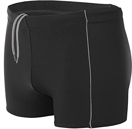 Aquarti Herren Badehose Kurz mit Kontrastpaspel, Farbe: Schwarz/Grau, Größe: L