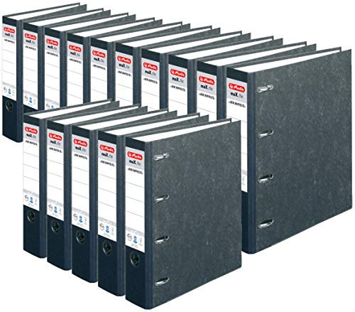 Herlitz Doppelordner maX.File Nature Twin, A4, 7 cm Rückenbreite, 2 x A5 quer, schwarz (15, Pappe)