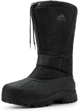 NORTIV 8 Men's Waterproof Winter Snow Boots Insulated,Black,8