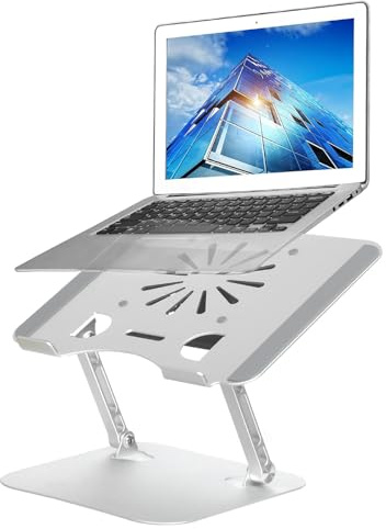 Adjustable Laptop Stand with Cooling Fan, Aluminium Alloy Multi-Angle Computer Holder for Desk, Portable Notebook Metal Mount Compatible with MacBook, Air, Pro, Dell, Alienware All Laptops 11-17.3