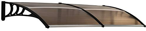 Outsunny Auvent de Porte d'entrée, Toit Marquise de Porte Exterieur en Polycarbonate et Aluminium résistante Toit abri Protection Contre la Pluie et UV pour terrasse, Balcon, 195 x 75 cm, Marron