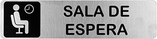 Becral® - Señal de acero inoxidable SALA DE ESPERA | Placa puerta | Señal informativa | Cartel Puerta 200X50mm (ref.RD707048)