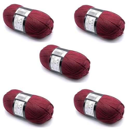 Lexicon Select Pack of 5 x 100g Balls Double Knitting Wool - Burgundy