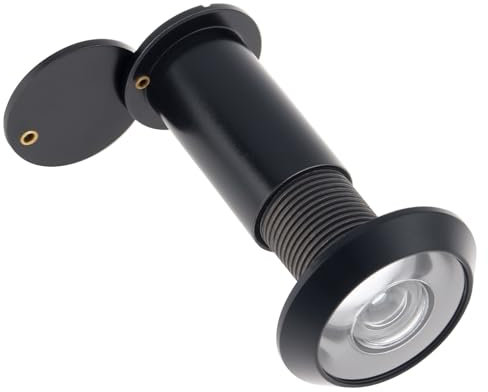 HOJLKLD Spioncino con foro di apertura, spioncino a 200 gradi, con copertura girevole resistente per la privacy, per porte da 3,8 cm a 6,9 cm, colore: nero