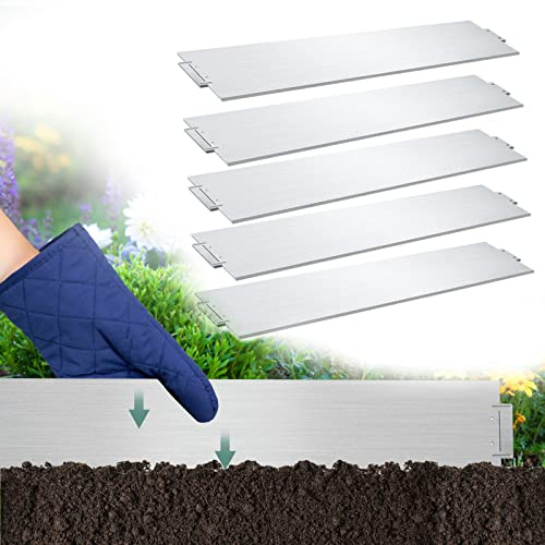 Vigevee Bordatura da Giardino in Metallo, 100x15cm Bordo per Prato, Bordatura da Giardino, Recinzione Flessibile per Prato, Bordo di Taglio - Recinzione (lunghezza 50 m, altezza 15 cm)