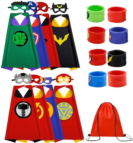 KARAZZO Kids Capes Set and Wristbands Boys Girls Costumes for Halloween Christmas Cosplay Dress Up (8-PACK CAPES SET)