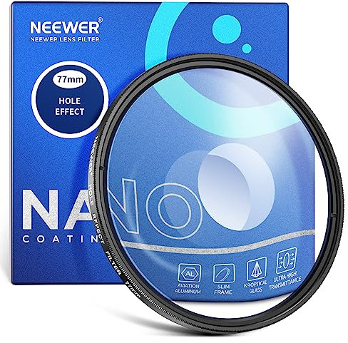 NEEWER 77mm Filtro a Spirale Halo per Lente di Fotocamera, Filtro Effetti Speciali a Prism in Vetro Ottico K9 Accessori per Lenti Fotografici con Effetto Alone Circolare Deformato con Visione Tunnel
