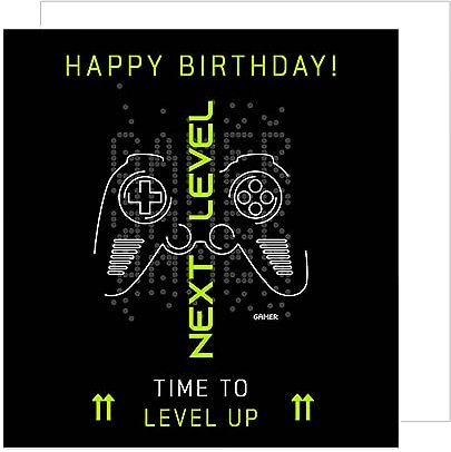 Carte d'anniversaire Premium carrée Edition Seidel avec enveloppe - Texte « Joyeux anniversaire » pour lui, ami, frère, fils, enfants, adolescent, gamer, manette Xbox PS5 PC VR Switch (GQ142)