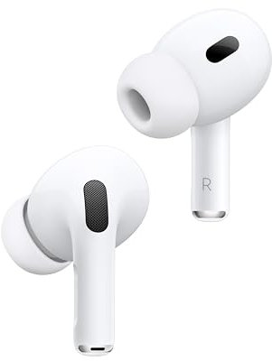 Apple AirPods Pro 2 trådlösa öronsnäckor, Bluetooth-hörlurar, aktiv brusreducering, hörhjälpmedelsfunktion, transparens, personanpassat rumsligt ljud, högupplöst ljud, H2-chip, usb-c-laddning