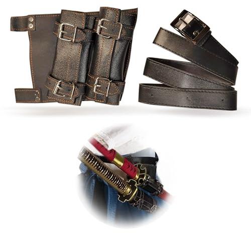 BLACKSMITH WORKS Katana con cinturón resistente para un transporte cómodo - Accesorio perfecto, cosplay y entusiastas del samurai - Accesorio para los fans de samurai (negro, 2 espadas, el mismo