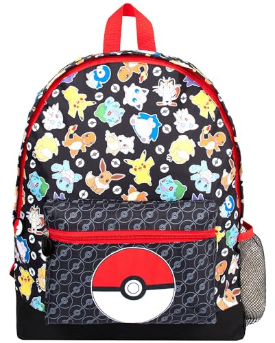 Pokémon School Backpack for Boys & Girls 2 Compartment Travel Rucksack for Kids Adjustable Shoulder straps and Mesh Pocket