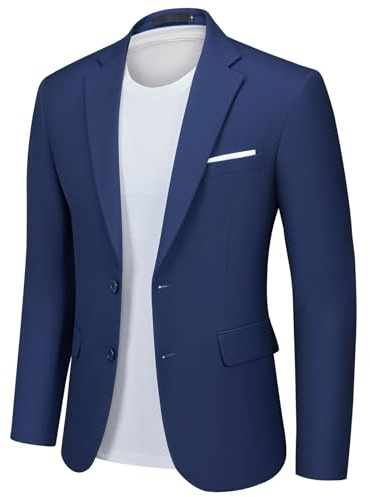 Autsel Chaqueta de Traje para Hombre de Dos Botones Blazer de Color Liso de Negocios Business Azul Marino 3XL