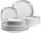 MÄSER Serie Decora, Teller Set für 6 Personen, 18-teiliges Essgeschirr in eckiger Form, elegant, zeitlos, Porzellan