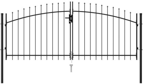 Willood Cancela de valla doble puerta con puntas acero negro 3x1,25 m