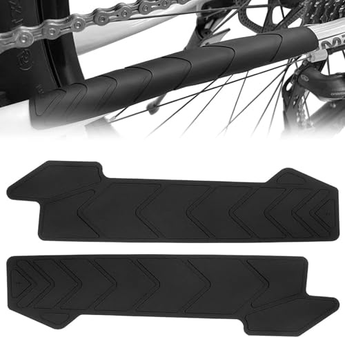 HARY 2Pcs MTB Chainstay Protector, Bike Chain Rub Protector, Bicycle Chainstay Protection Sticker, Silicone Frame Guard, Durable Self-Adhesive (General style)