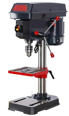 Taladro de Columna, Taladro de banco de hierro fundido de 13 mm con velocidad variable y mesa de trabajo con luz de trabajo.